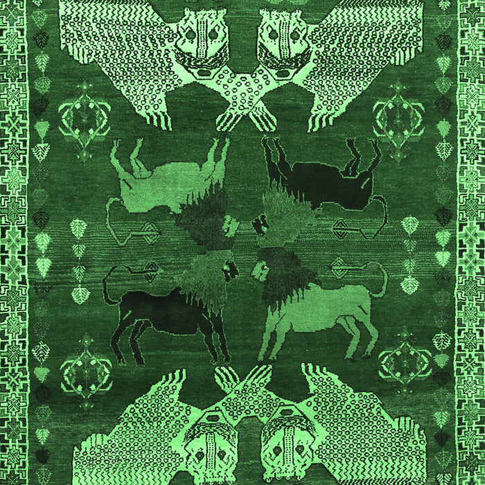 Machine Washable Animal Emerald Green Traditional Area Rugs, wshtr707emgrn