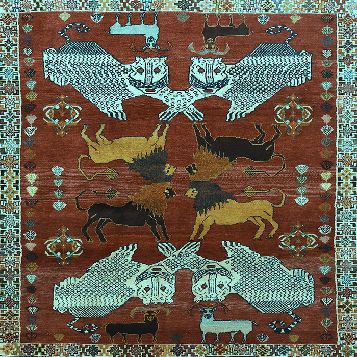 Square Animal Light Blue Traditional Rug, tr707lblu