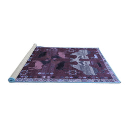 Sideview of Machine Washable Animal Blue Traditional Rug, wshtr707blu