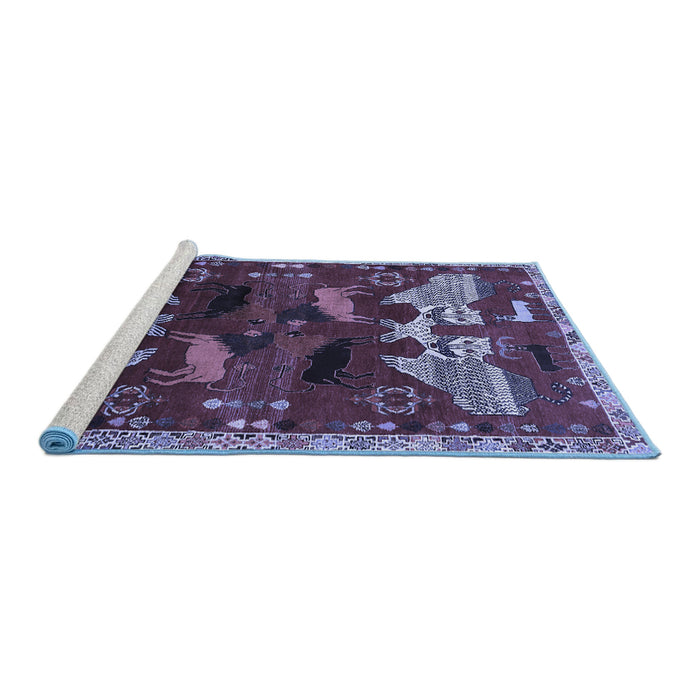 Sideview of Machine Washable Animal Blue Traditional Rug, wshtr707blu