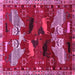 Square Animal Pink Traditional Rug, tr707pnk