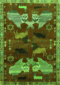 Animal Green Traditional Rug, tr707grn