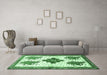 Machine Washable Persian Emerald Green Traditional Area Rugs in a Living Room,, wshtr708emgrn