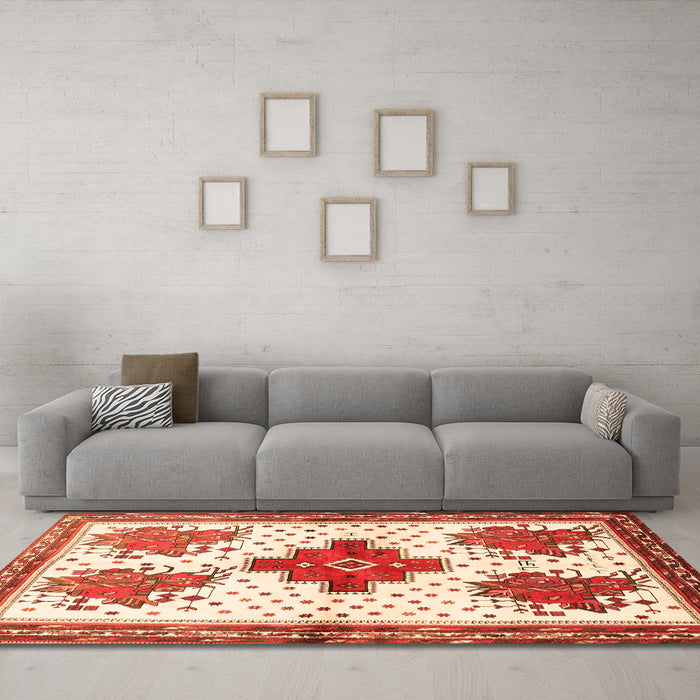 Machine Washable Persian Orange Traditional Area Rugs in a Living Room, wshtr708org