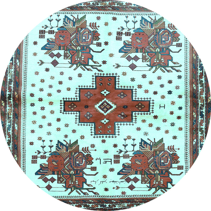 Round Persian Light Blue Traditional Rug, tr708lblu