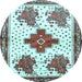 Round Machine Washable Persian Light Blue Traditional Rug, wshtr708lblu