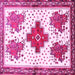 Square Machine Washable Persian Pink Traditional Rug, wshtr708pnk