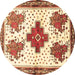 Round Persian Brown Traditional Rug, tr708brn