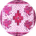 Round Persian Pink Traditional Rug, tr708pnk