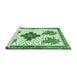 Sideview of Machine Washable Persian Emerald Green Traditional Area Rugs, wshtr708emgrn