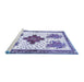 Sideview of Machine Washable Persian Blue Traditional Rug, wshtr708blu