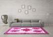 Machine Washable Persian Pink Traditional Rug in a Living Room, wshtr708pnk