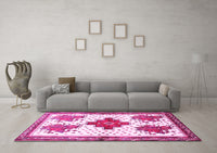 Machine Washable Persian Pink Traditional Rug, wshtr708pnk