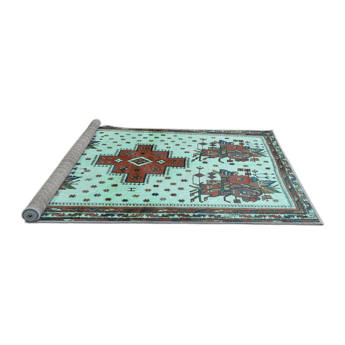 Sideview of Machine Washable Persian Light Blue Traditional Rug, wshtr708lblu