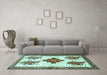 Machine Washable Persian Turquoise Traditional Area Rugs in a Living Room,, wshtr708turq