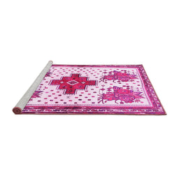 Sideview of Machine Washable Persian Pink Traditional Rug, wshtr708pnk