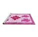 Sideview of Machine Washable Persian Pink Traditional Rug, wshtr708pnk