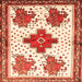 Round Machine Washable Persian Orange Traditional Area Rugs, wshtr708org