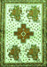 Serging Thickness of Machine Washable Persian Green Traditional Area Rugs, wshtr708grn