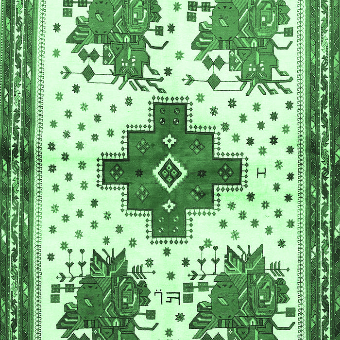 Machine Washable Persian Emerald Green Traditional Area Rugs, wshtr708emgrn