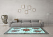 Machine Washable Persian Light Blue Traditional Rug in a Living Room, wshtr708lblu