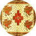 Round Persian Yellow Traditional Rug, tr708yw