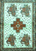 Machine Washable Persian Turquoise Traditional Area Rugs, wshtr708turq