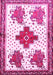 Machine Washable Persian Pink Traditional Rug, wshtr708pnk