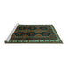 Sideview of Machine Washable Persian Turquoise Traditional Area Rugs, wshtr709turq