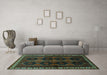 Machine Washable Persian Turquoise Traditional Area Rugs in a Living Room,, wshtr709turq