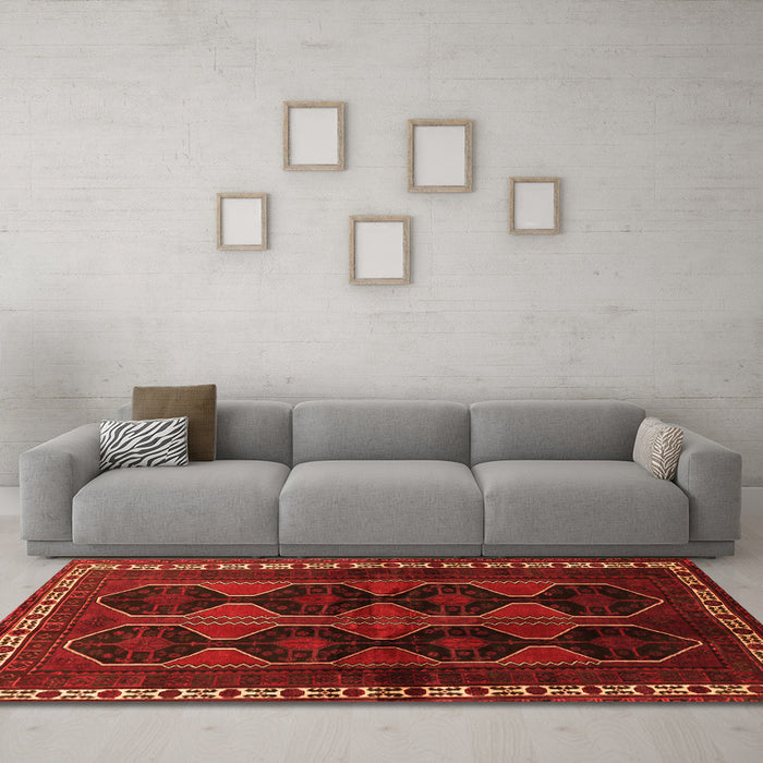 Machine Washable Persian Orange Traditional Area Rugs in a Living Room, wshtr709org