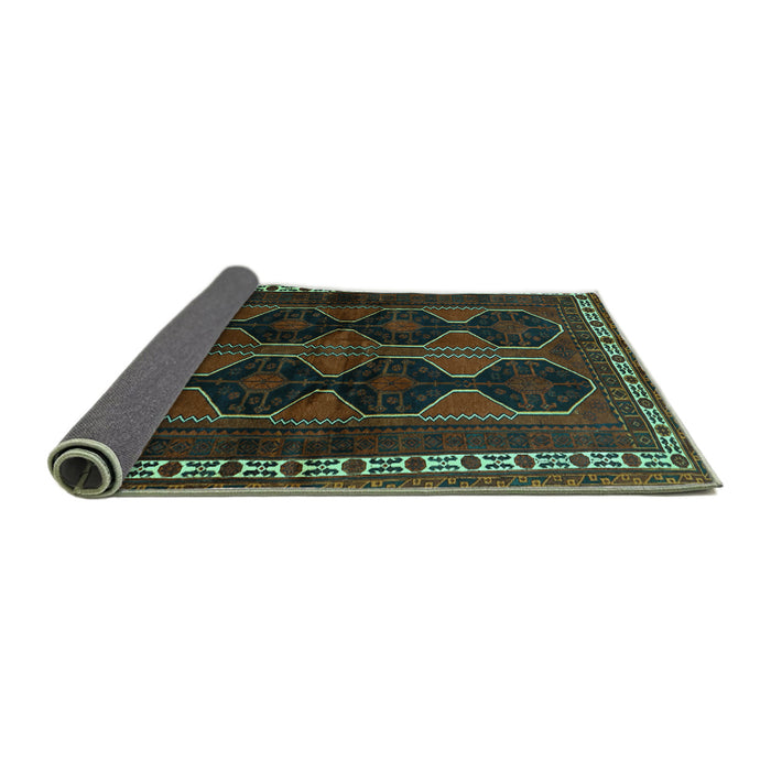 Sideview of Persian Turquoise Traditional Rug, tr709turq