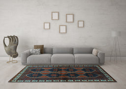 Machine Washable Persian Light Blue Traditional Rug in a Living Room, wshtr709lblu
