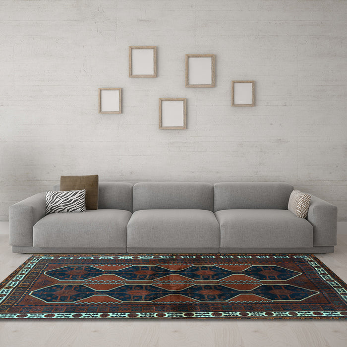 Machine Washable Persian Light Blue Traditional Rug in a Living Room, wshtr709lblu