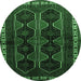 Round Persian Emerald Green Traditional Rug, tr709emgrn