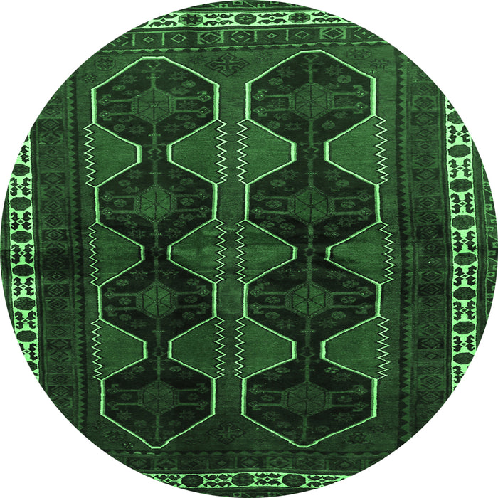 Round Machine Washable Persian Emerald Green Traditional Area Rugs, wshtr709emgrn