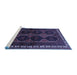 Sideview of Machine Washable Persian Blue Traditional Rug, wshtr709blu