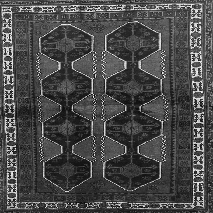 Round Machine Washable Persian Gray Traditional Rug, wshtr709gry