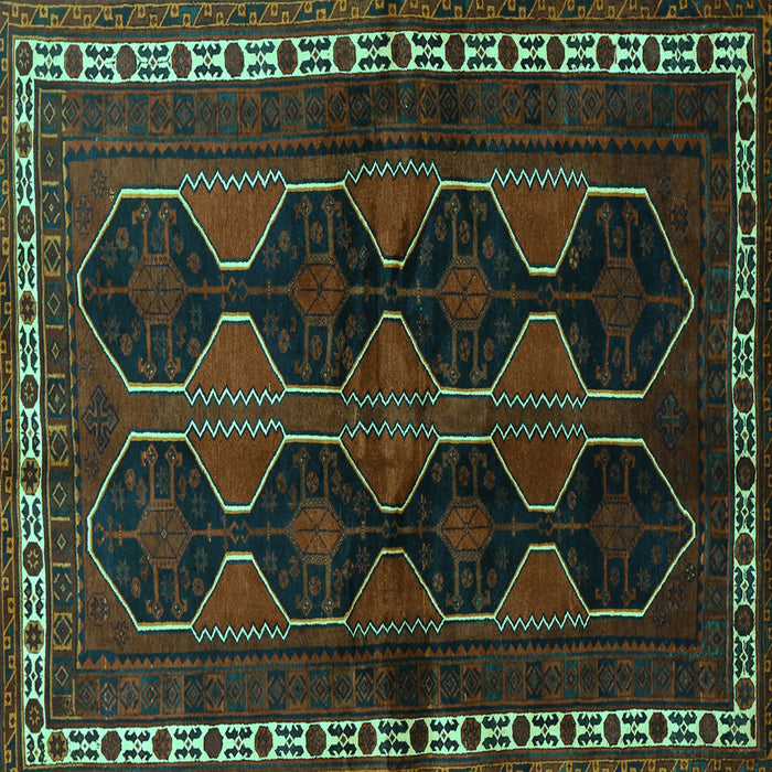 Square Persian Turquoise Traditional Rug, tr709turq