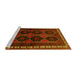 Sideview of Machine Washable Persian Yellow Traditional Rug, wshtr709yw