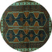 Round Persian Turquoise Traditional Rug, tr709turq