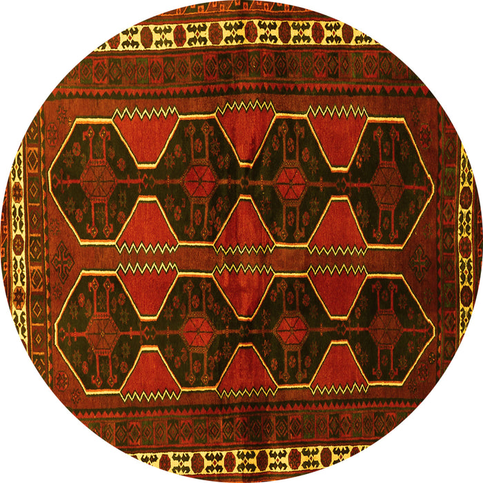 Round Persian Yellow Traditional Rug, tr709yw