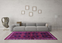 Machine Washable Persian Purple Traditional Rug, wshtr709pur