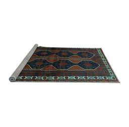 Sideview of Machine Washable Persian Light Blue Traditional Rug, wshtr709lblu