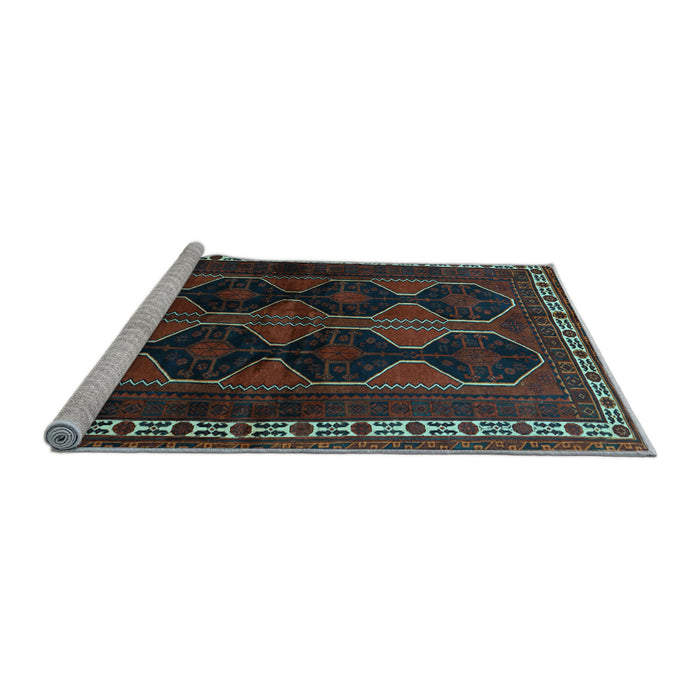 Sideview of Machine Washable Persian Light Blue Traditional Rug, wshtr709lblu