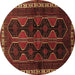 Round Machine Washable Persian Brown Traditional Rug, wshtr709brn