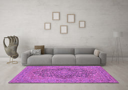 Machine Washable Persian Purple Traditional Area Rugs in a Living Room, wshtr70pur