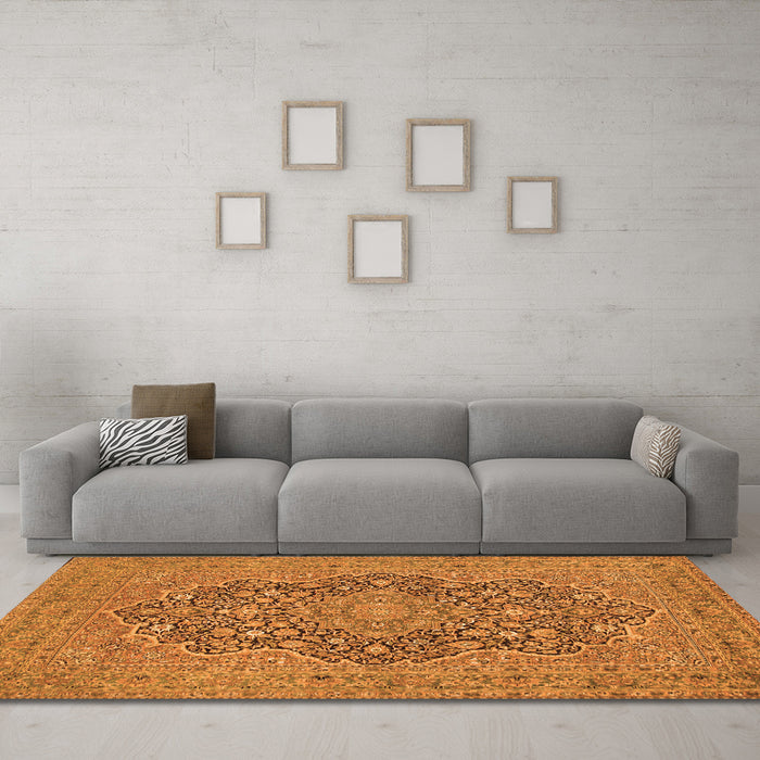 Machine Washable Persian Orange Traditional Area Rugs in a Living Room, wshtr70org