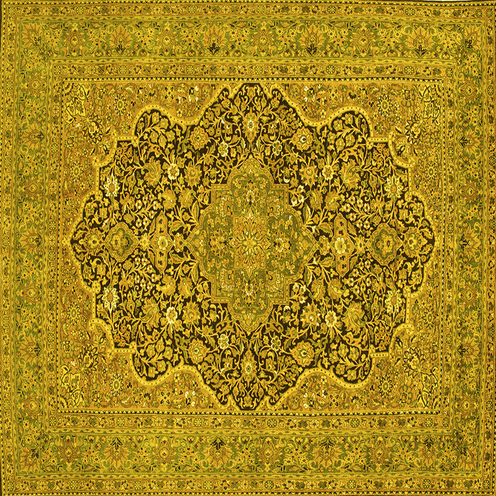 Square Machine Washable Persian Yellow Traditional Rug, wshtr70yw
