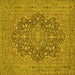 Square Machine Washable Persian Yellow Traditional Rug, wshtr70yw